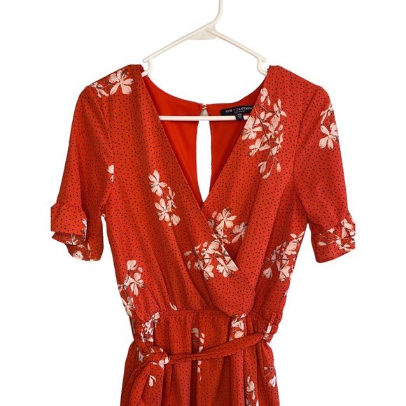 One Clothing Los Angeles Red White Floral Romper Women's XS - Picture 3 of 13